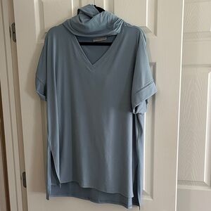 Women's Blue V-Neck Top